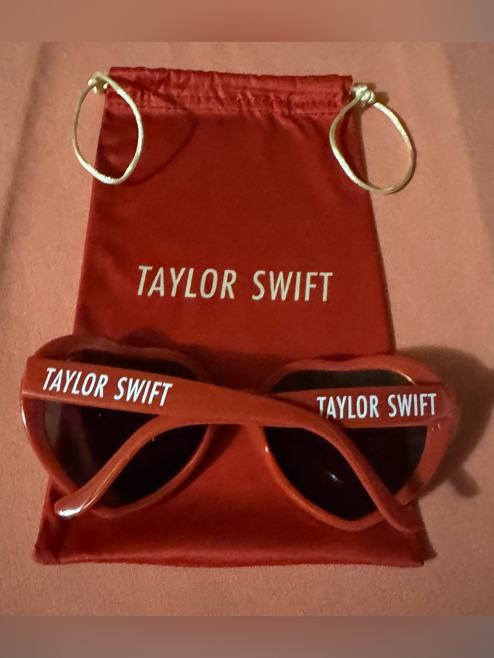 Taylor Swift Red Sunglasses And Drawstring Bag